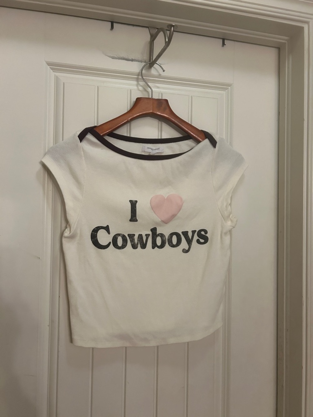 Grayson Threads White Tee with Pink Heart and Black Trim